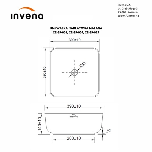 Умивальник Invena Malaga накладний CE-39-027 - 3