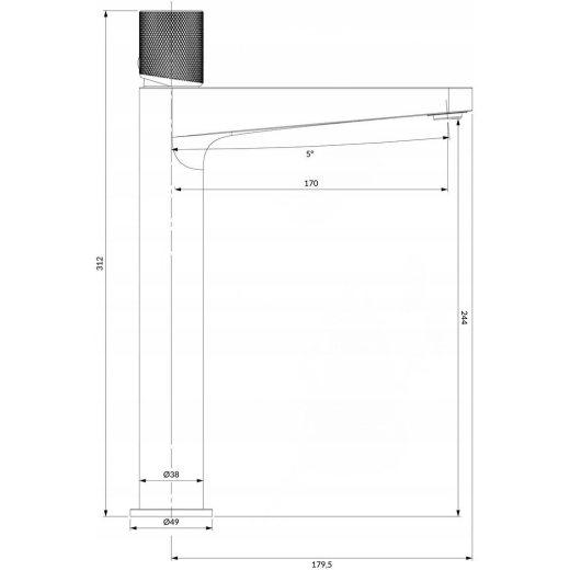 Смеситель для умывальника Omnires Contour высокий, antracite (CT8012AT) - 2