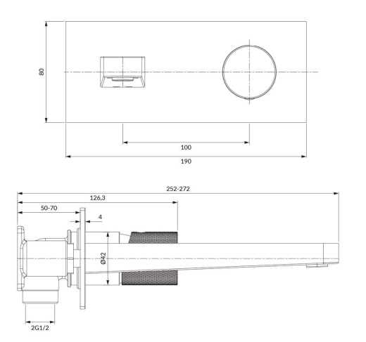 Смеситель для умывальника Omnires Contour скрытого монтажа, antracite (CT8015AT) - 4