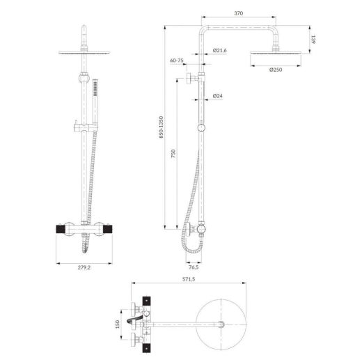 Душова система з термостатом Omnires Contour chrome (CT8044CR) - 2