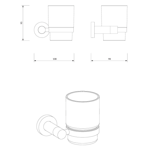 Стакан с держателем Omnires Modern Project chrome (MP60320CR) - 2