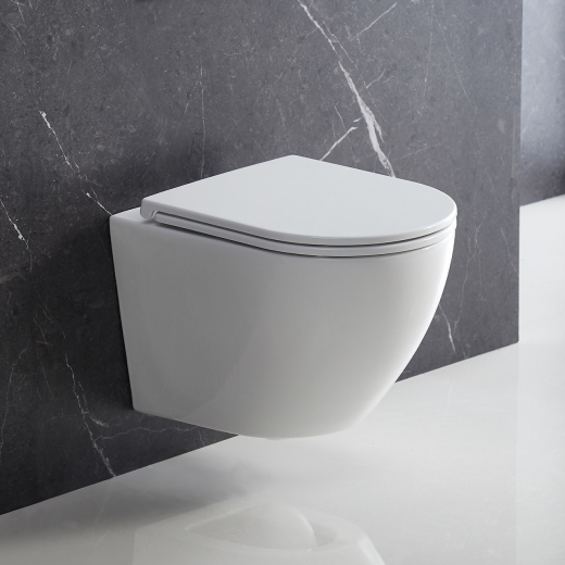 Унитаз подвесной Omnires Ottawa Comfort 54x36,5 без ободка, сиденье дюропласт, white gloss (OTTAWACMWBP) - 2