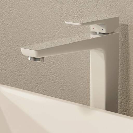 Смеситель для умывальника Omnires Parma chrome/white, высокий (PM7412CRB) - 2
