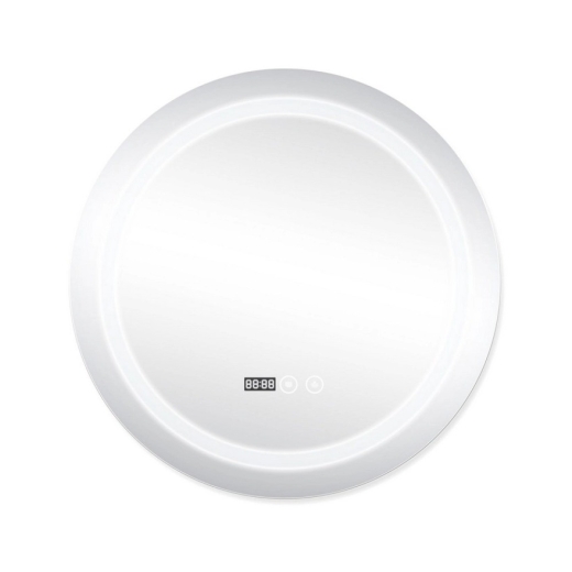 Зеркало с LED-подсветкой Touch Qtap Mideya R800, с антизапотеванием, с часами, диммером, рег. яркост(QT2078NCR8080W) - 2