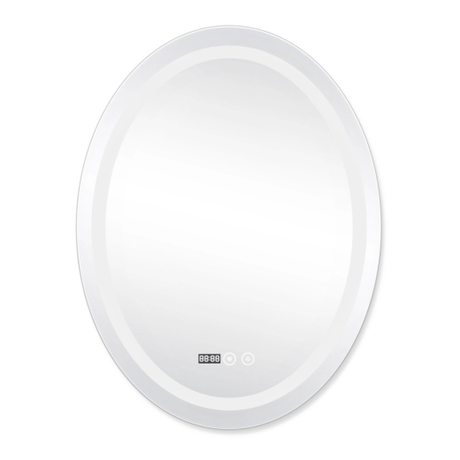 Зеркало с LED-подсветкой Touch Qtap Mideya 500х700, с антизапотеванием, с часами, диммером, рег. яркости (QT2078NCR5070W) - 2