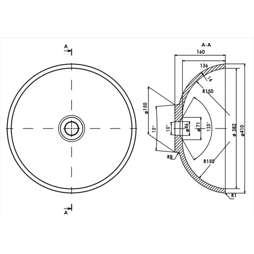 Умивальник Amidicon Atol 410 матовий, накладний ATOL_41 _MAT - 3