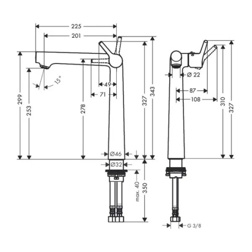 Cмеситель для умывальника Hansgrohe Talis S с донным клапаном, черный 72115000 - 2