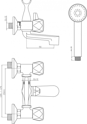Смеситель для ванны Invena Modena, хром (BW-11-FOS) - 2