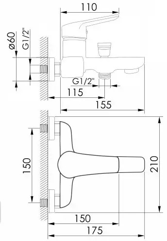 Смеситель для ванны Imprese Krasa (f03208601AA) - 2