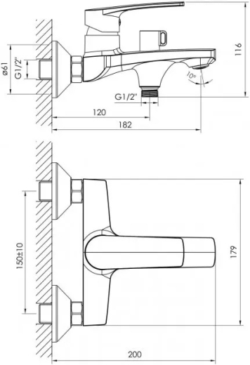 Смеситель для ванны Imprese Kampa, хром (10285) - 2