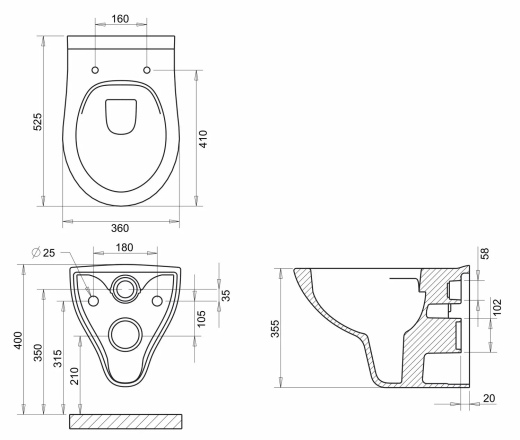 Комплект інсталяції Grohe Rapid SL з клавішею + підвісний унітаз Imprese Netka (с065048+38772001) - 6