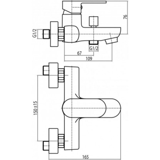 Смеситель для ванной VALVEX Tube хром 2454830 - 2