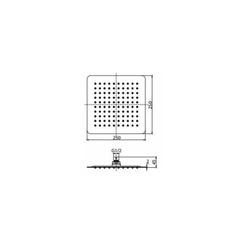Верхний душ VALVEX Carre 250x250 без кронштейна, хром 2448440 - 3