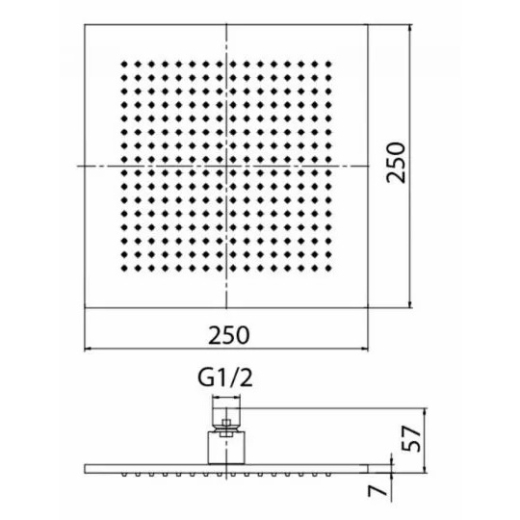 Верхний душ VALVEX Carre 250x250 без кронштейна, золото 2455590 - 2