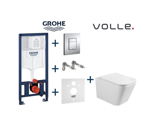 Комплект інсталяції Grohe Rapid SL з унітазом Volle Libra S Rimless, сидіння Slim slow-closing (13-41-160S+38772001) - 1