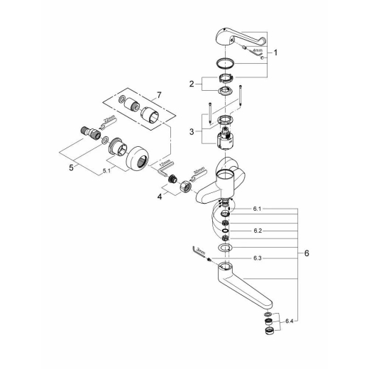 Смеситель для умывальника GROHE Euroeco Special настенный хром (32793000) - 2