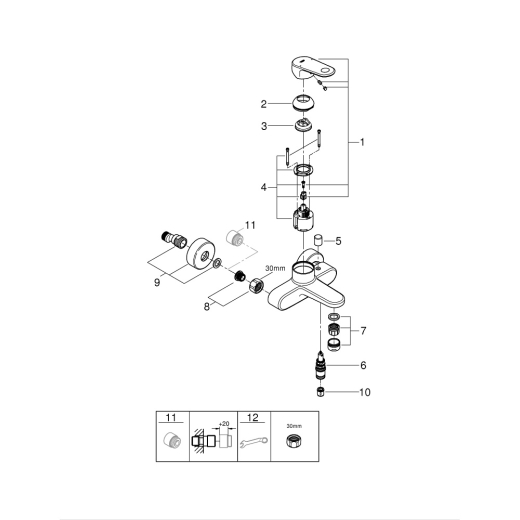 Смеситель для ванны GROHE Europlus хром (33553002) - 3