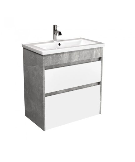 Тумба Мойдодыр Polo Loft 60-U с умывальником Cosmo 60 бетон с белым (00-0008081) - 3
