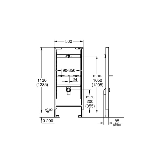 Система инсталляции для писсуара GROHE Rapid SL (1,13 м - 1,3 м) (38517001) - 2