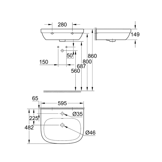 Умивальник GROHE Euro Ceramic 60 білий (39335000) - 2