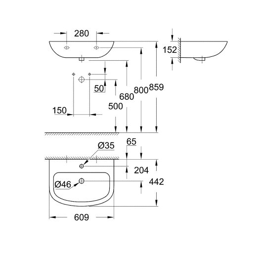 Умивальник GROHE Bau Ceramic 60 білий (39421000) - 2