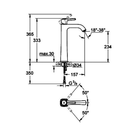 Смеситель для умывальника GROHE Grandera хром (23313IG0) - 3
