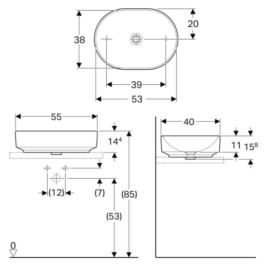 Умивальник на стільницю Geberit VariForm 55х40 (500.774.01.2) - 3