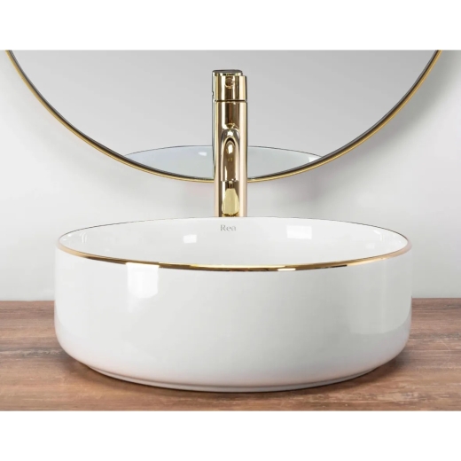 Умивальник Rea Sami GOLD EDGE накладний білий REA-U6211 - 2