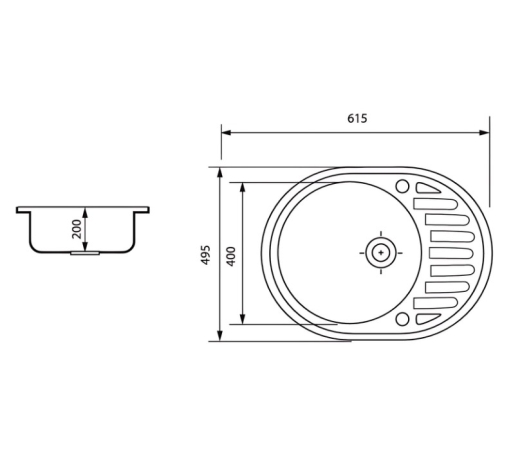 Мойка кухонная ZERIX ZS-6250R-14 Черный металлик (ZX4554) - 4