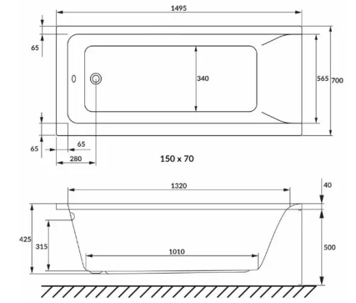 Ванна акриловая Volle Solo 150х70 см (1210.001570) - 2
