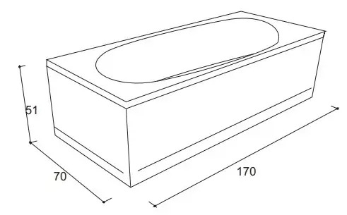Ванна акрилова Volle Aiva Neo 170х70 см, без ніжок (1229.001770) - 3