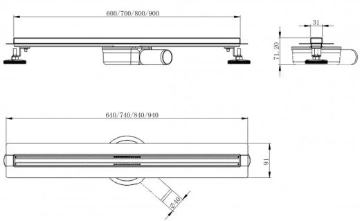 Трап для душу VOLLE Master Linea Flecha 500 мм з тонкими гратами Сepillado Сromo (9046.212214) - 3