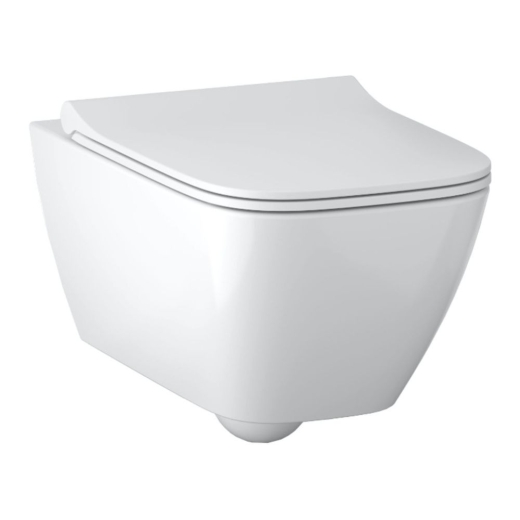 Унітаз підвісний Geberit Smyle Square Rimfree із кришкою soft close, тип Sandwich, білий (500.685.01.1) - 1