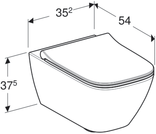 Унітаз підвісний Geberit Smyle Square Rimfree із кришкою soft close, тип Sandwich, білий (500.685.01.1) - 3