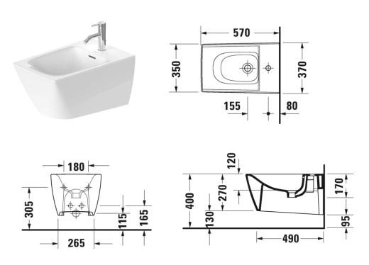 Биде подвесное Duravit Viu (2292150000) - 3