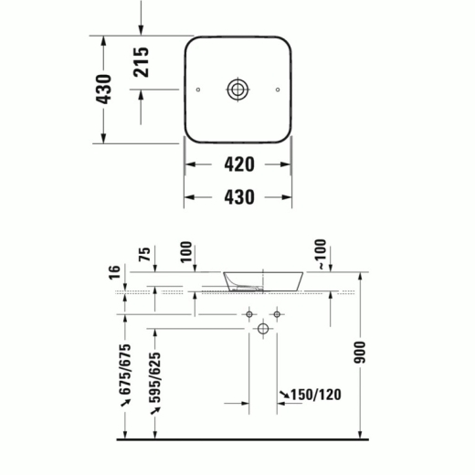 Умивальник на стільницю Duravit Cape Cod 43х43 (2340430000) - 3