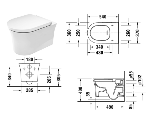Унитаз подвесной с крышкой Duravit White Tulip, белый (2576092000/0027090000) - 3