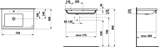 Умывальник подвесной Laufen Living Square 75х48 (H8174380001041) - 3