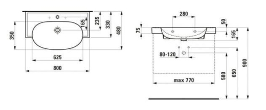 Умивальник підвісний Laufen New Classic 80x48 (H8138550001041) - 3