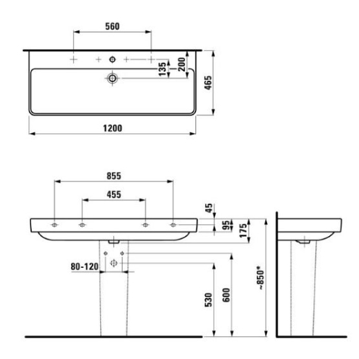 Умывальник подвесной/накладной Laufen Pro S 120х46 (H8149650001041) - 4
