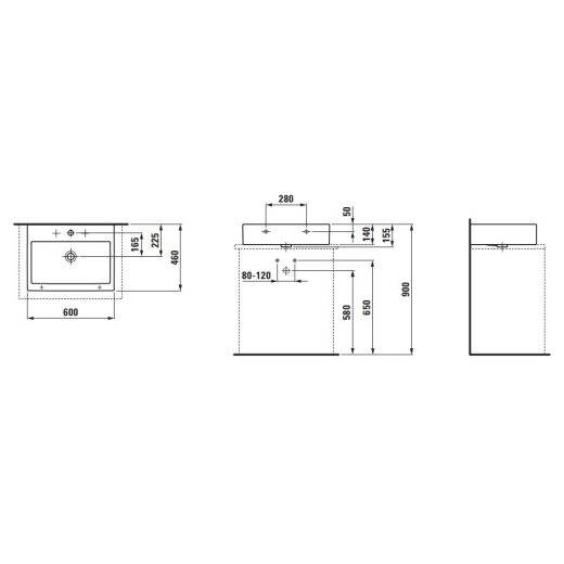 Умивальник накладний Laufen Living Sity 600x460, білий (H8174340001041) - 3