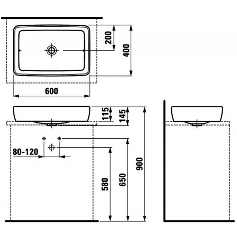 Умивальник на стільницю Laufen Pro 60x40 (H8169520001121) - 4
