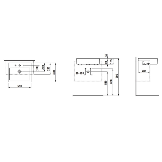 Умывальник накладной Laufen Living 550х460, белый (H8134320001041) - 3
