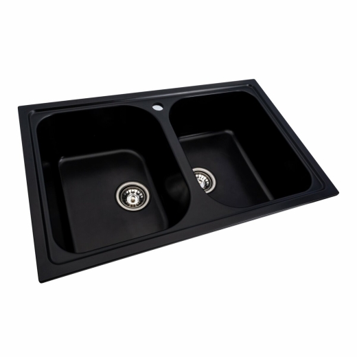 Кухонна мийка Platinum Equatoria (7950W_Black) глянсова чорна, без сифону - 1