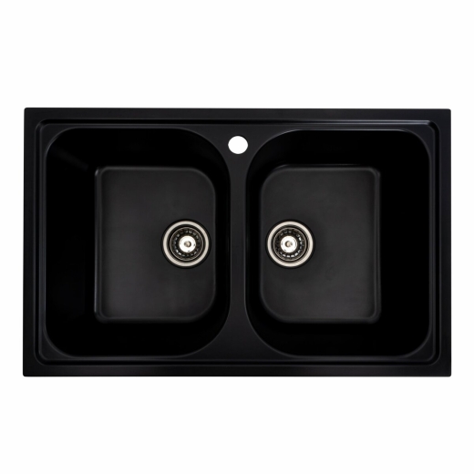 Кухонна мийка Platinum Equatoria (7950W_Black) глянсова чорна, без сифону - 3