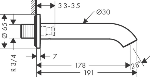 Вилив на ванну Axor One 191 мм, Matt Black (38411670) - 2