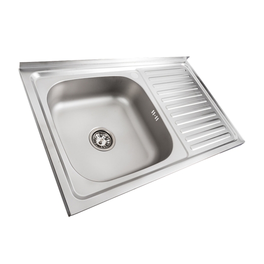 Кухонная мойка Platinum 8050 L Декор c нержавеющей стали с сифоном (8050DECOR_L) - 1
