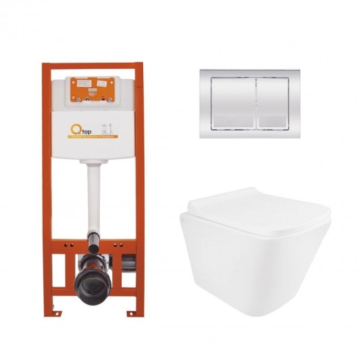 Набор 3в1 Qtap Tern Ultra Quiet унитаз подвесной QT1733052EUQW + Nest комплект инсталляции (QT1733052EUQW45156) - 1