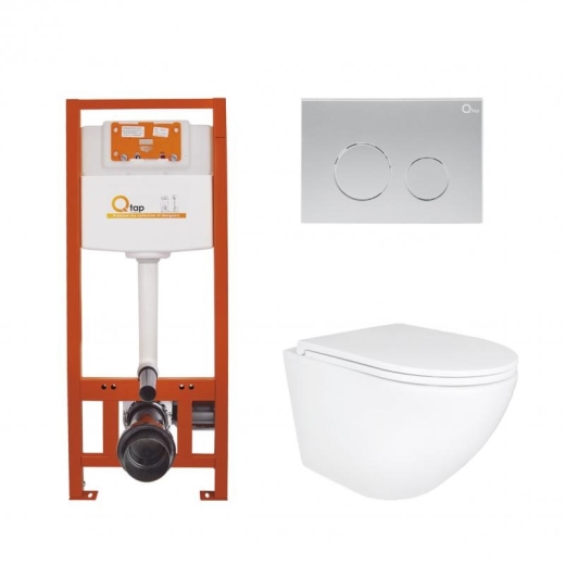 Набор 3в1 Qtap Robin Ultra Quiet унитаз подвесной QT1333046EUQW + Nest комплект инсталляции (QT1333046EUQW45145) - 1