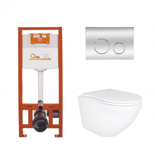 Набір 3в1 Qtap Robin Ultra Quiet унітаз підвісний QT1333046EUQW + Nest комплект інсталяції (QT1333046EUQW45146) - 1